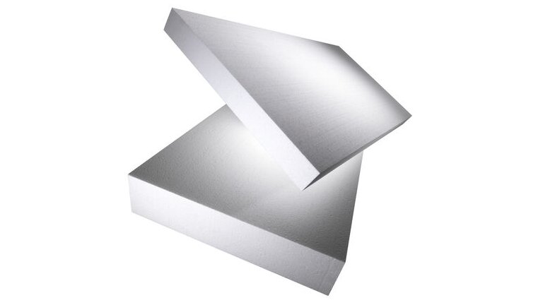 Zwei weiße Dämmplatten.